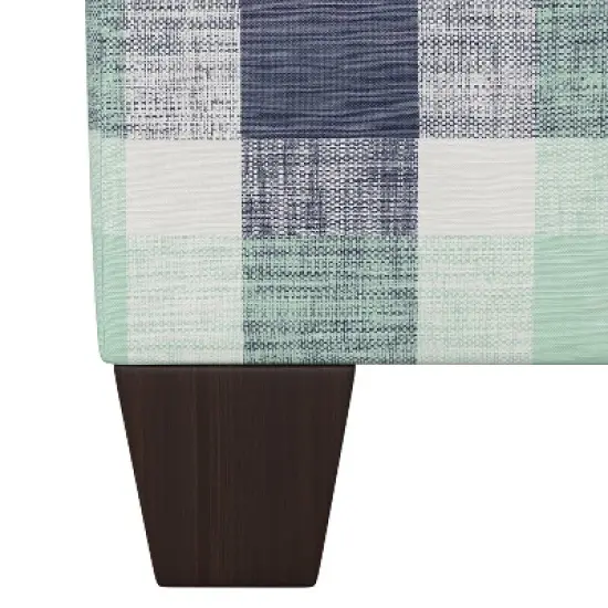Fairland Square Storage Ottoman Check Navy Green - Skyline Furniture image {2}