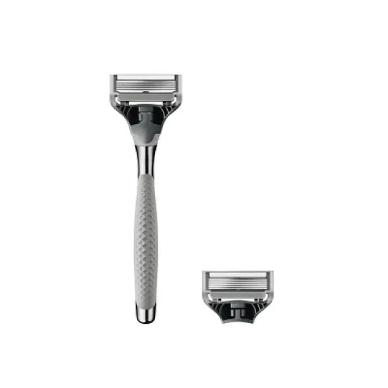 Harry's 5-Blade Men's Razor - 1 Razor Handle + 2 Razor Blade Refills - Chrome Edition Handle image {1}