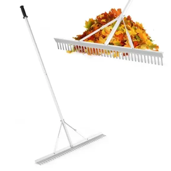 Costway Landscape Rake with 36" Head & 68" Handle Heavy-Duty Aluminum Leaf Rake for Lawns image {10}