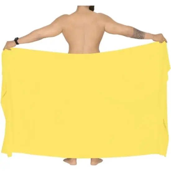 LA LEELA Men's Casual Vacation Pareo Sarong Wrap One Size Yellow Solid image {2}