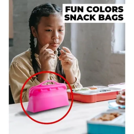 3 Pack Reusable Silicone Food Storage Snacks Bags, Dishwasher and Microwave Safe, Plastic and BPA Free by Innovative Technology Products Corp image {2}