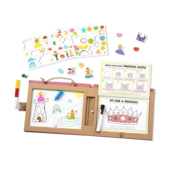 Melissa & Doug Natural Play: Play, Draw, Create Reusable Drawing & Magnet Kit - Princesses (54 Magnets, 5 Dry-Erase Markers) image {4}