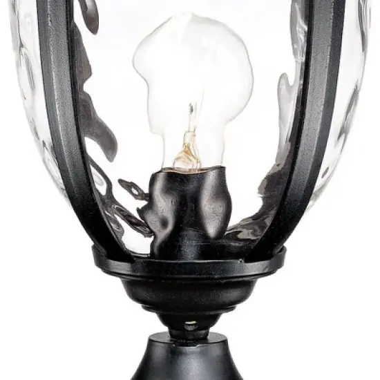 John Timberland Bellagio Vintage Rustic Outdoor Post Light Black 21" Clear Hammered Glass for Exterior Barn Deck Post Light House Porch Yard Patio image {2}