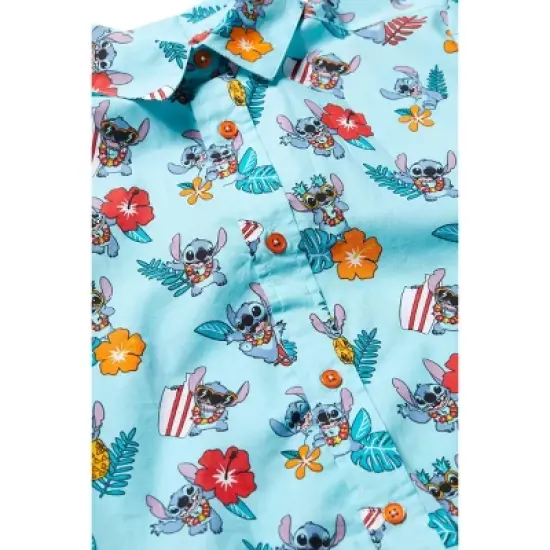 Disney Lilo & Stitch Mickey Mouse Lion King Simba Hawaiian Blue Button Down Shirt Little Kid to Big Kid image {4}