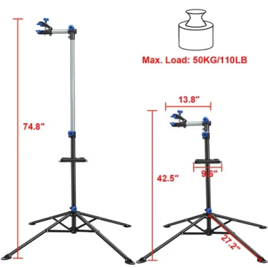 Yaheetech Folding Adjustable Bike Repair Stand, Black image {2}