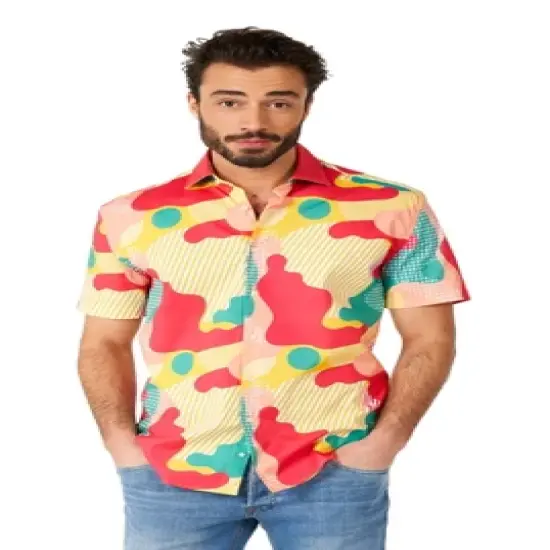 OppoSuits Men's Shirt - Short Sleeve Shirt Coral Camo - Multicolor image {2}