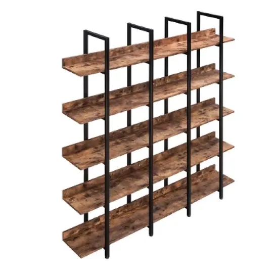 5 Tier Bookshelf Retro Industrial Style Open Storage Display Rack - ModernLuxe image {9}