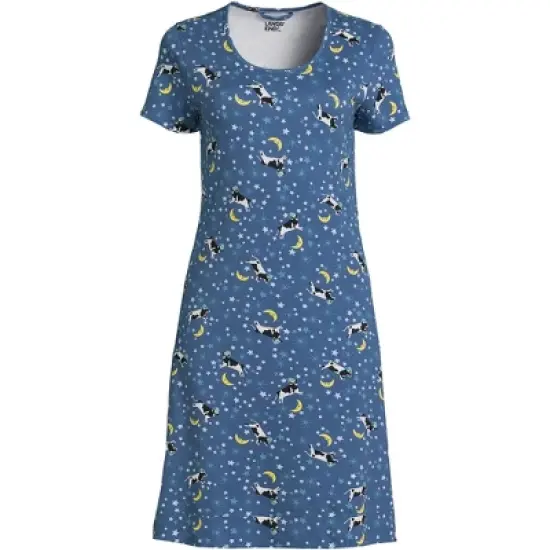 Lands' End Women's Cotton Short Sleeve Knee Length Nightgown image {6}