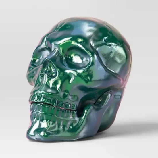 10" Large Plated Skull Halloween Decorative Prop - Hyde and EEK! Boutique&trade; image {2}
