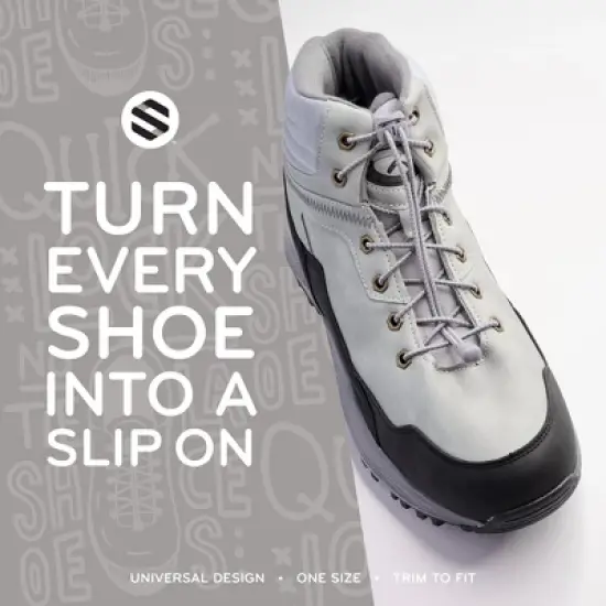 The Original Stretchlace Quick Lock No-Tie Elastic Shoelaces &ndash; Grey Adjustable Shoe Laces (1 Pair) image {5}