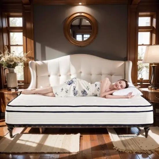 Luck Live 10-inch hybrid mattress with anti-static breathable built-in springs and pillow top, motion isolation, pressure relief, boxed full mattress image {8}