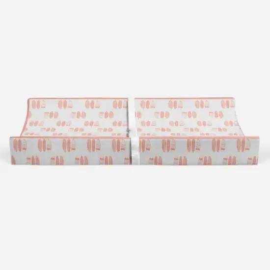 Bacati - Olivia Coral Feathers Quilted Muslin Changing Pad Cover image {5}