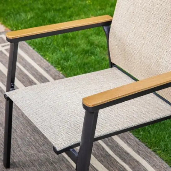 Captiva Designs 9pc Outdoor Dining Set with Rectangle Table and Beige Aluminium Textilene Chairs image {5}