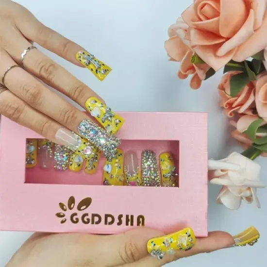 Vynxaria Yellow Transform Your Look Instantly with Wearable Nails Size M image {2}