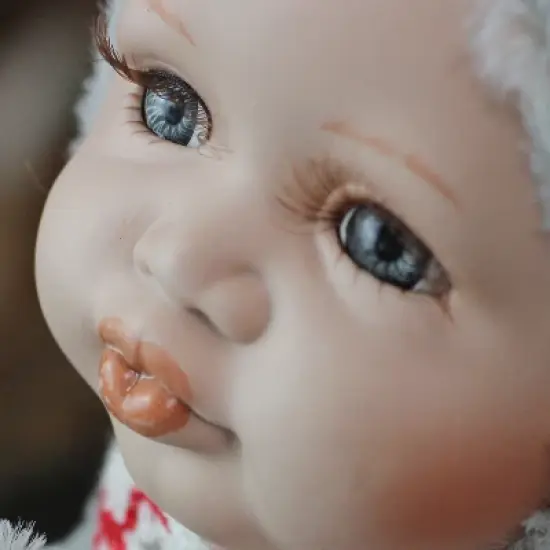 Northlight 9" Gray and Red Pucker Up Baby in Mouse Costume Collectible Christmas Doll image {2}