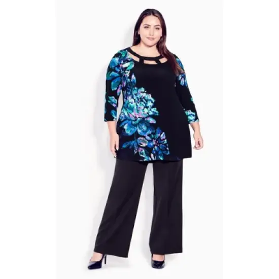 Women's Plus Size Harriet Placement Tunic - Blue | EVANS image {1}
