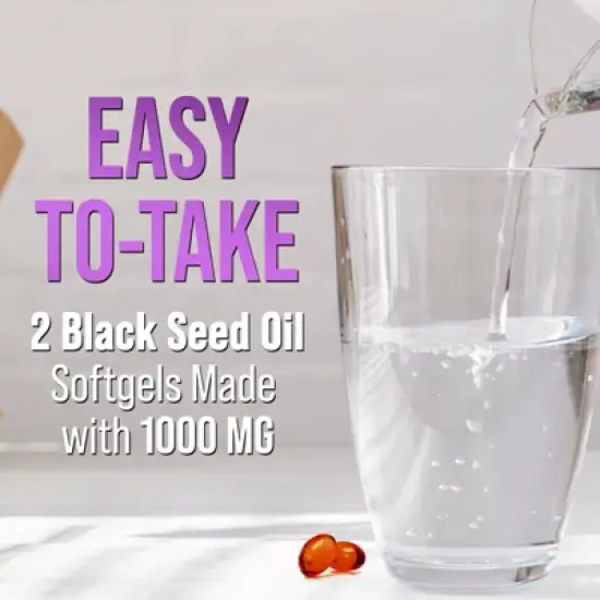 Black Seed Oil Capsules 1000mg, Skin Health & Immune 100% Blackseed Oil, Amazing Extraction Cold Pressed & Pure, 120 Softgels By Nature's Strength image {8}