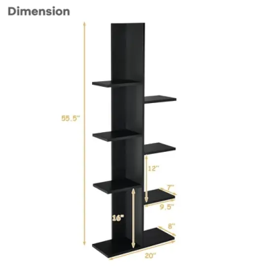Costway Open Concept Bookcase Plant Display Shelf Rack Holder Wood Walnut\Brown image {1}