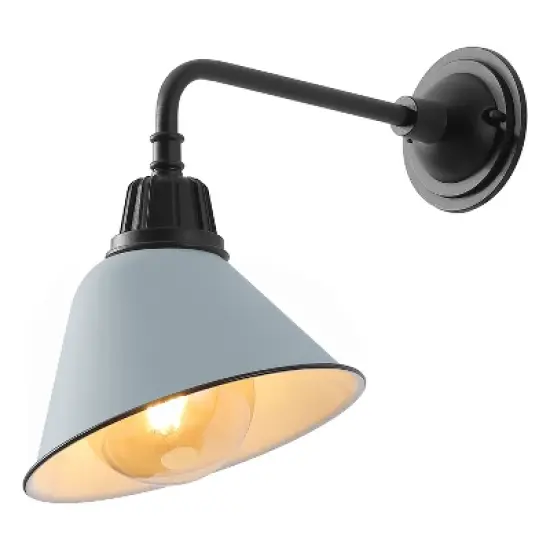 JONATHAN Y Croydon Farmhouse Industrial Indoor/Outdoor Iron LED Gooseneck Arm Outdoor Sconce image {9}