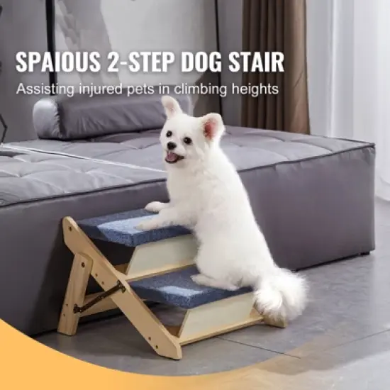 VEVOR Wooden Pet Steps, Convertible 2-in-1 Dog Stairs and Ramp for Beds, Sofas, and Vehicles, Supports Small to Large Animals up to 110 lbs image {2}