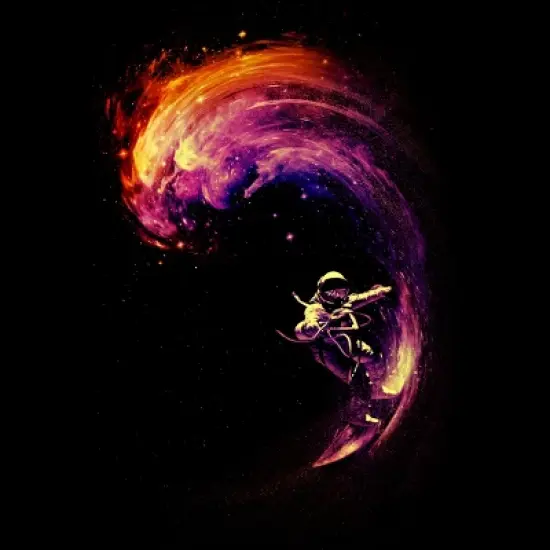 Junior's Design By Humans Space Surfing By nicebleed T-Shirt image {1}