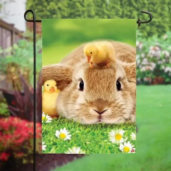 Bunny and Duckling Lustre Garden Flag image {5}