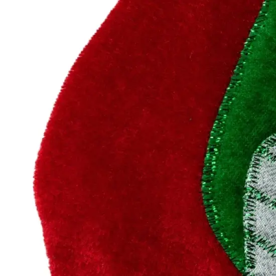 Northlight 20" Red Velveteen Golf Themed Christmas Stocking with White Embroidered Cuff image {2}