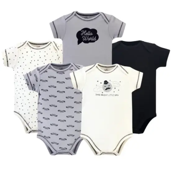 Touched by Nature Baby Boy Organic Cotton Bodysuits 5pk, Mr. Moon image {6}