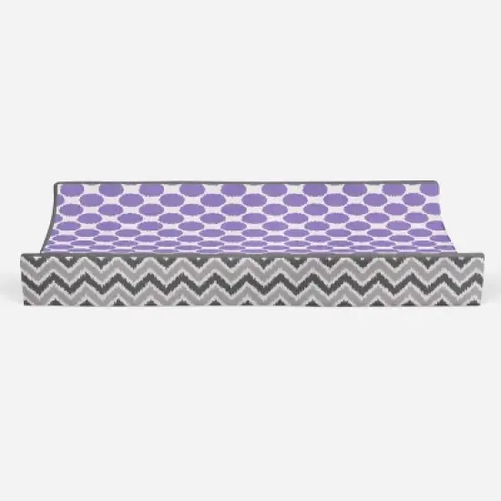 Bacati - Ikat Zigzag Lilac Dots Muslin  Changing Pad Cover image {4}
