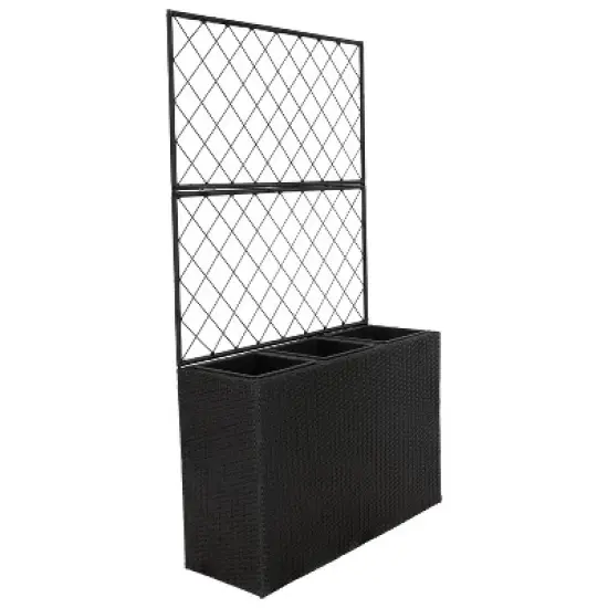 Sunnydaze 3-Section Wicker Planter Box with Trellis for Indoor or Outdoor Use - Black image {5}