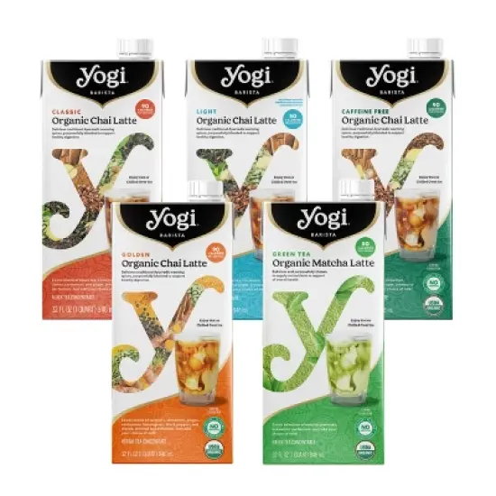 Yogi Barista Organic Latte Variety Pack - 32 Fluid Oz (5 Pack) - Caffeinated & Caffeine Free - Includes Classic, Light, Caffeine Free, Golden & Matcha image {7}