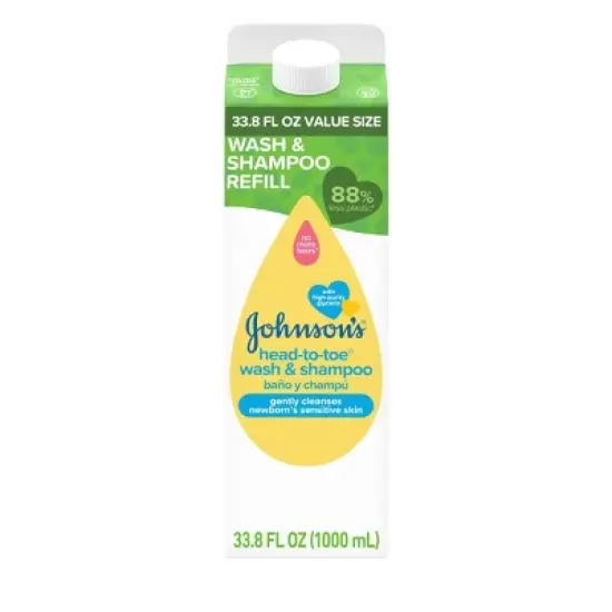 Johnson's Head-To-Toe Baby Bath Wash & Shampoo For Sensitive Skin - Refill Carton - 33.8 fl oz image {8}
