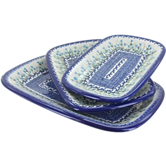 Blue Rose Polish Pottery 6200 Vena 3 Piece Rectangular Serving Set image {8}