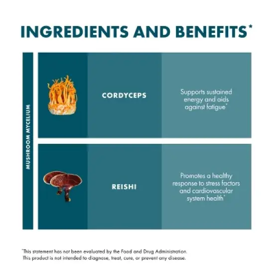Host Defense, CordyChi Capsules, Mushroom Mycelium Supplement with Cordyceps and Reishi, Unflavored, 30 Ct. image {3}