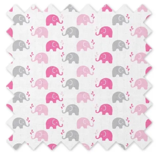 Bacati - Elephants Pink/Gray Muslin 2 pc Security Blankets image {6}