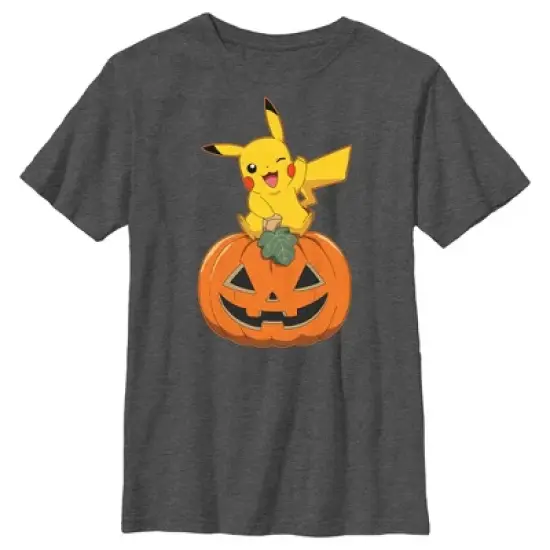 Boy's Pokemon Halloween Pikachu Jack-O'-Lantern T-Shirt image {4}
