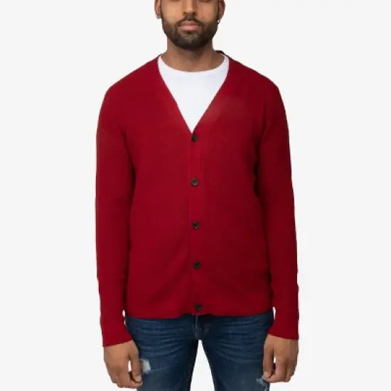 X RAY Men's Cotton Cardigan Sweater, V-Neck & Shawl Collar Soft Cable Knit Button Down Cardigan image {9}