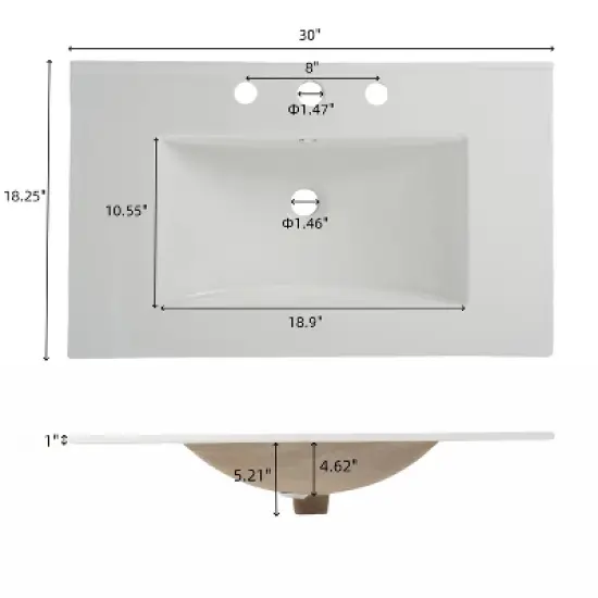 30" Vintage Bathroom Vanity with Ceramic Sink image {5}