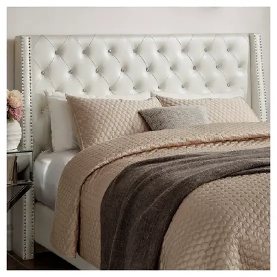 Rosalyn Crystal Tufted Wingback Headboard - Inspire Q&reg; image {2}
