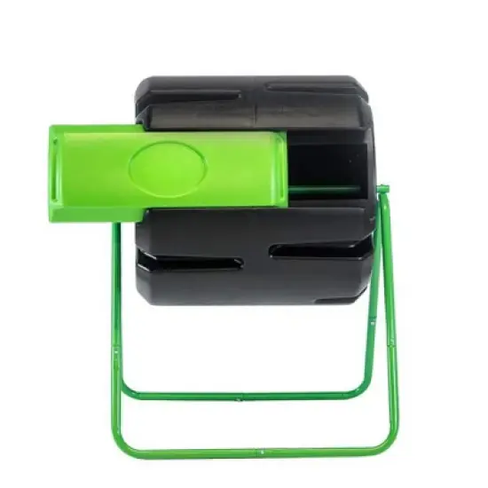 FCMP Outdoor HF-RM4000 HOTFROG 37 Gallon Plastic Single Chamber Roto Tumbling Composter Outdoor Elevated Rotating Garden Compost Bin, Black/Green image {2}