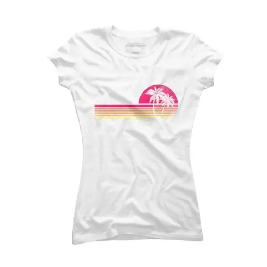 Junior's Design By Humans Retro Palm Tree Sun Rise By TheEightTees T-Shirt image {4}