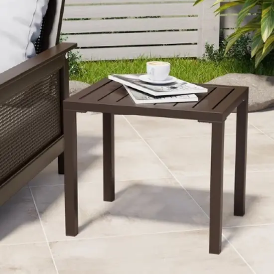 Crestlive Products Outdoor Side Table Aluminum Rectangular Side/End Table, Small Patio Coffee Bistro Table for Outdoor Indoor image {6}