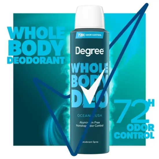 Degree 72H Odor Protection Whole Body Deodorant Spray for Men Ocean Rush - Aluminum-Free 4oz image {2}