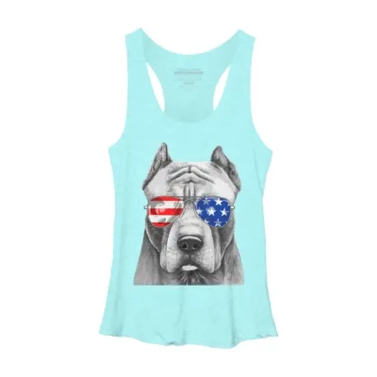 Women's Design By Humans American Pitbull With Sunglasses By Racerback Tank Top image {2}