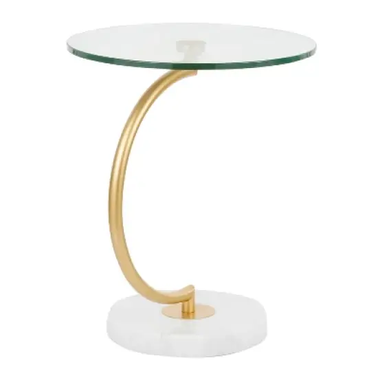 C End Contemporary Table White/Gold - LumiSource image {2}
