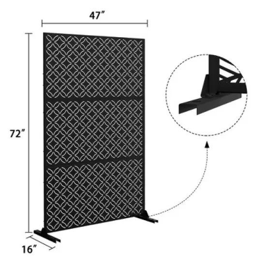 PexFix 72 in. x 47 in. Outdoor Privacy Screen Garden Fence in Palace Pattern in Black image {4}