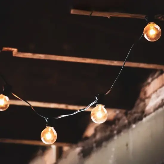 Northlight 20ct Warm White LED G50 Globe Patio Lights, 20ft Black Wire image {2}