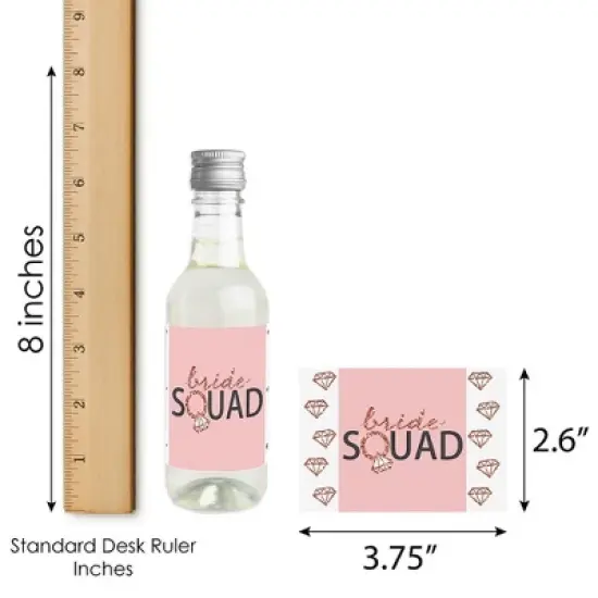 Big Dot of Happiness Bride Squad - Mini Wine & Champagne Bottle Label Stickers - Rose Gold Bridal Shower or Bachelorette Party Favor Gift - Set of 16 image {5}