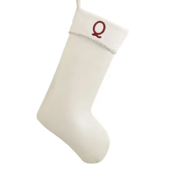 Personalization Mall Classic Christmas Embroidered Initial Ivory Christmas Stockings image {19}
