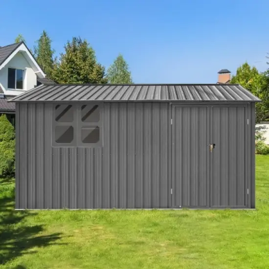 Coolbibila-10Ftx12Ft Storage Sheds, Metal Sheds With Waterproof Roofs And Durable Metal Frame, Tool Sheds With Lockable Doors And Window image {9}